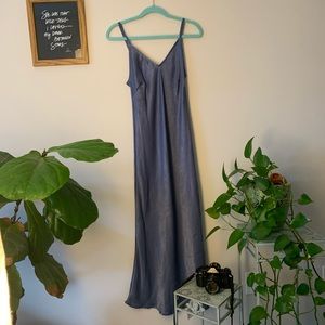 Light blue satin slip dress